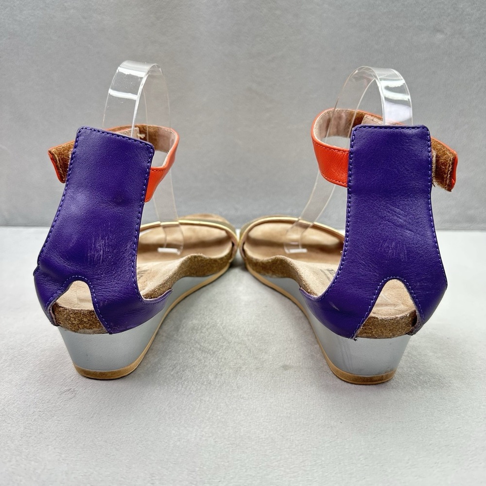 NAOT Pixie Womens Size 39 (US 8) Wedge Sandals Gold Orange Leather Ankle Strap - Picture 4 of 8